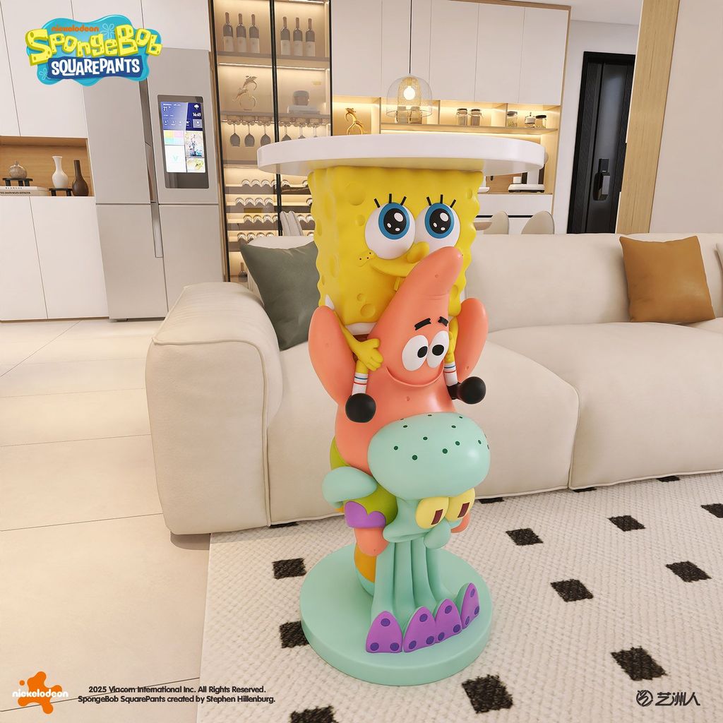 SpongeBob SquarePants พาย Daxing มัลติฟังก์ชั่นบ้านใหม่พิธีขึ้นบ้านใหม่โต๊ะข้างเตียง Octopus Brother ด้านข้างตารางจัดเก็บเครื่องประดับตกแต่งวันเกิด