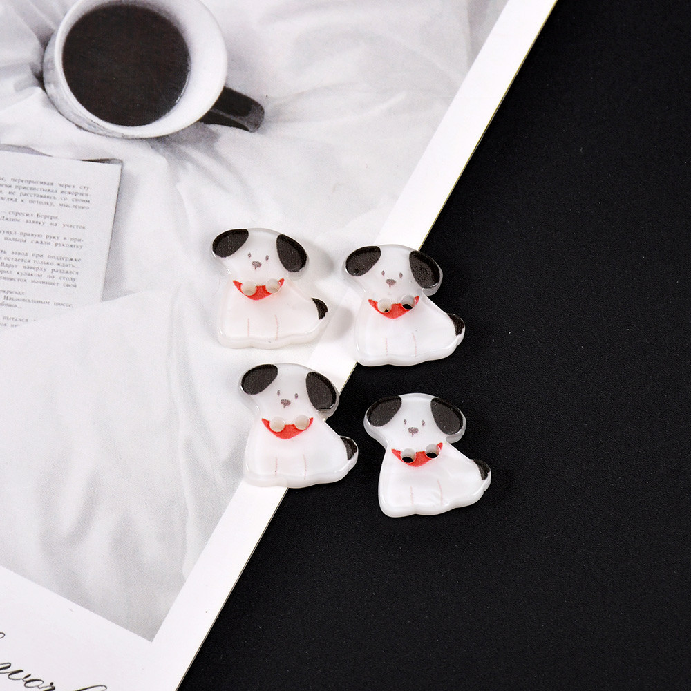 jibbitz อะคริลิค jibbitz crocs ของแทั สีดําสีขาวลูกสุนัขการ์ตูนน่ารักปุ่มอุปกรณ์เสริมทําเองแฮนด์เมดห