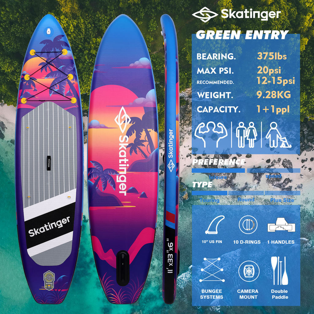 แพดเดิลบอร์ด บอร์ด ยืนพาย แบบเป่าลม พร้อมอุปกรณ์ SUP Board Skatinger Sunset / Sunrise 11’  inflatabl
