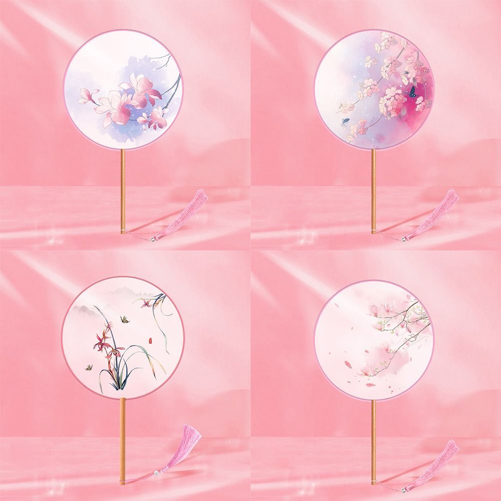 เอบินแลนด์ พัดลมสไตล์โบราณ, ครึ่งใสด้ามยาวรอบพัดลมมือ,วินเทจวินเทจพิมพ์ขนาดเล็กรอบผ้าไหมปักพัดลมเต้นรําประสิทธิภาพการเ - รูปที่ 7