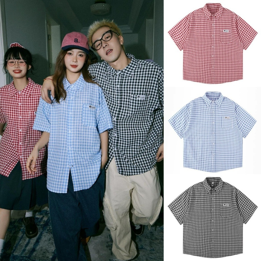 Chaistyle เสื้อเชิ้ตแขนสั้น เสื้อคาร์ดิแกน หลายสี หลวมใส่สบาย ชุดคู่รัก