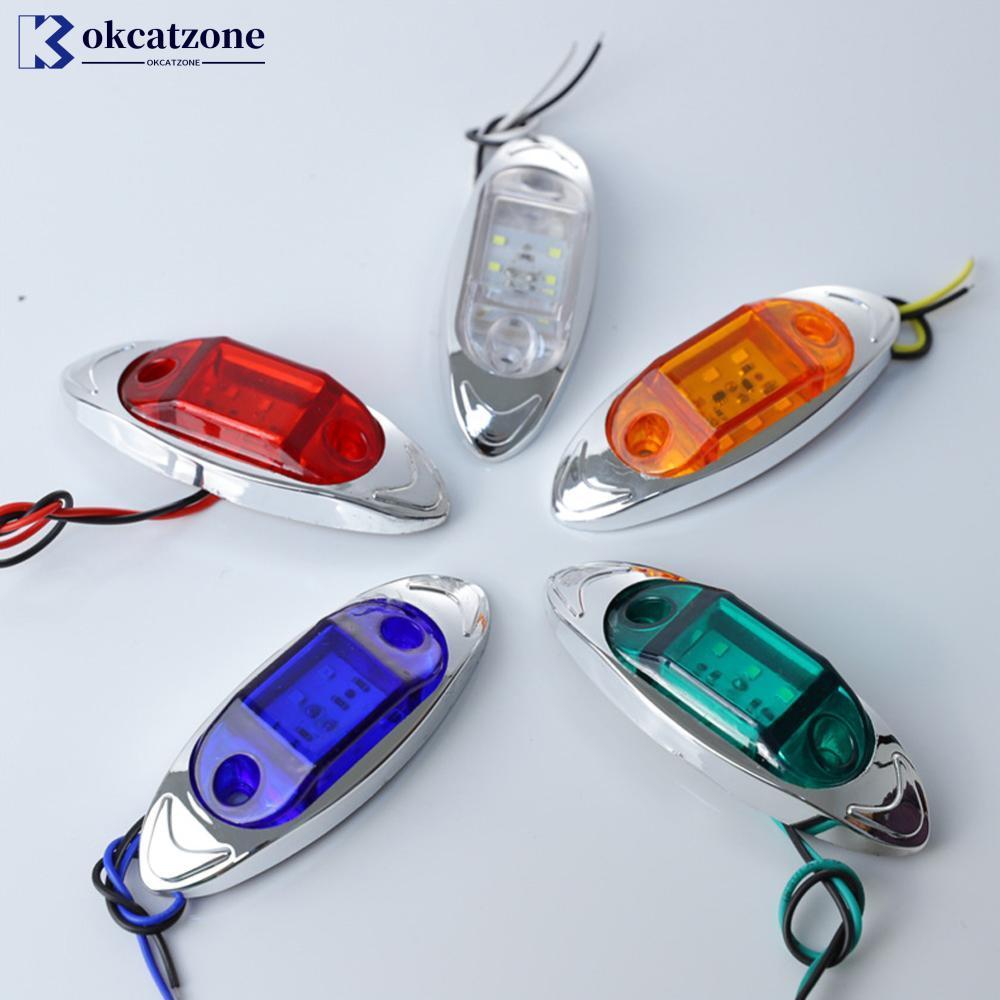 OKCATZONE 6-LED รถบรรทุก Trailer ด้านข้าง Marker Light Clearance ไฟเลี้ยวไฟเตือน Chrome Plated กันน้