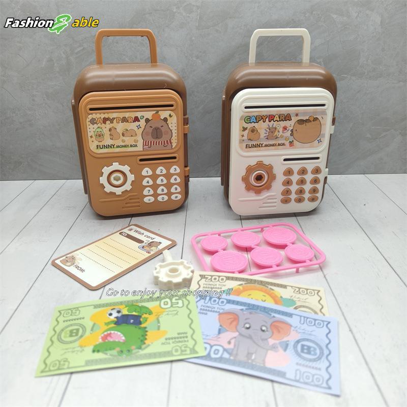 Fashion.shop03 กล่องเงินลายนิ้วมือ Piggy Bank Electronic ATM กล่องออมทรัพย์สําหรับเหรียญเงินสดปลอดภั