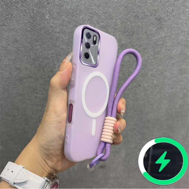 เหมาะสําหรับ OPPO A16 A16s A54S เคสโทรศัพท์ใหม่ jelly Case ไร้สายแม่เหล็ก frosted shell สายรัดข้อมือสร้อยข้อมือ 030