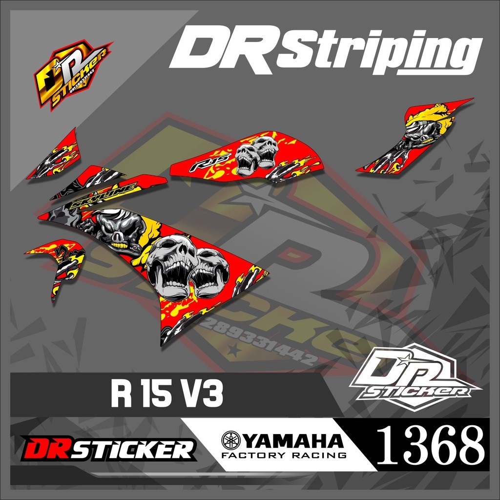 1368 สติ๊กเกอร์ STRIPING R15 V3 SKYLINE LIS RACING SEMI FULL