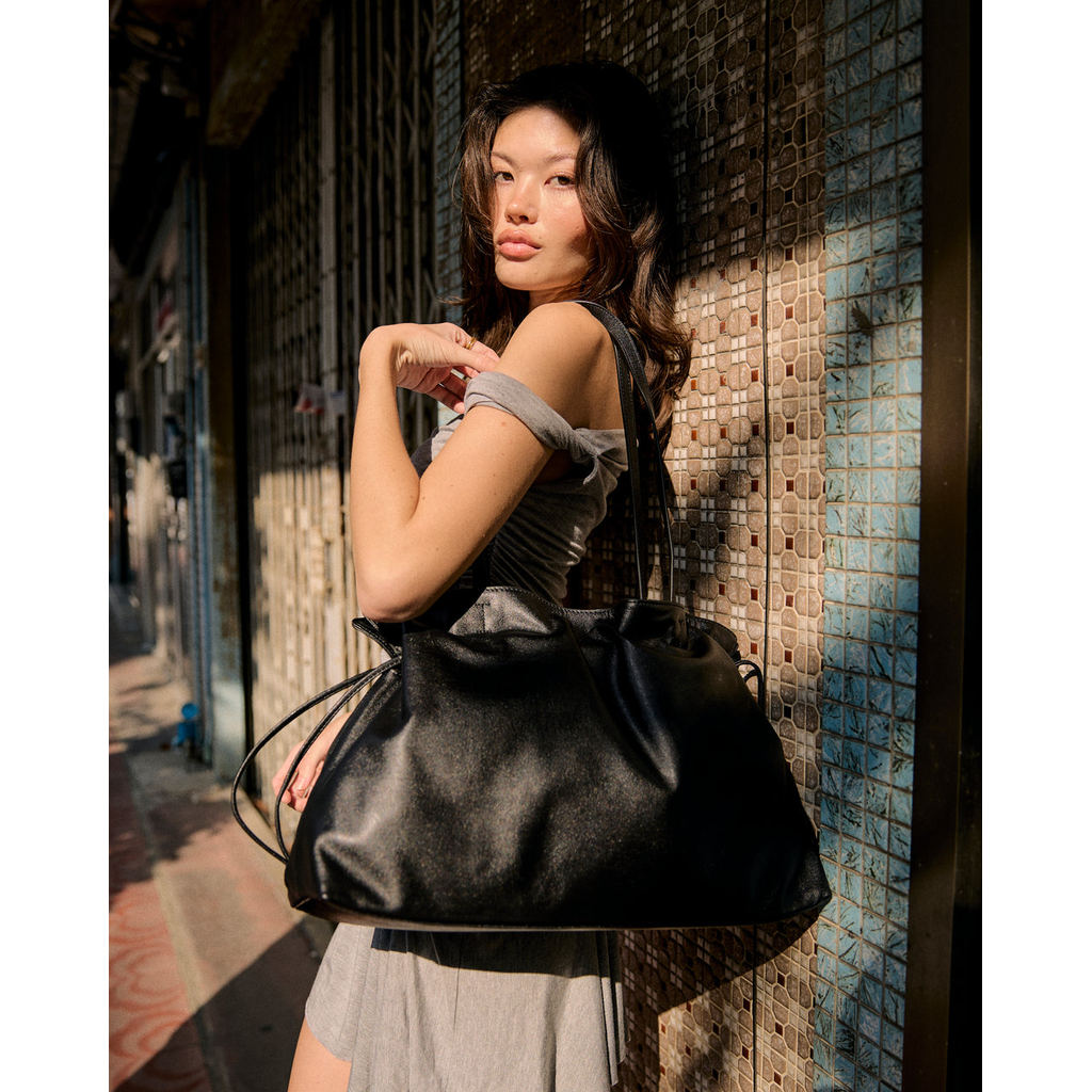 Muse Aria - Mara - Leather Drawstring Tote Bag Genuine Leather กระเป๋าหนังวัวแท้