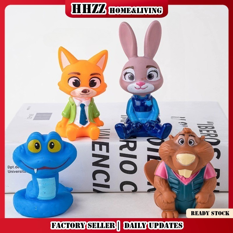 Zootopia Character Cake Toppers: ตุ๊กตา PVC ทนทานสําหรับตกแต่งโต๊ะขนมหวานสําหรับเด็ก