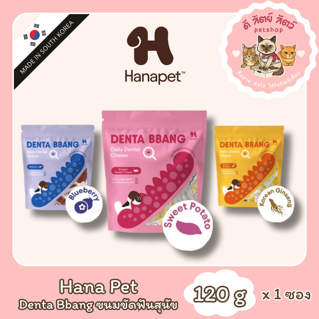 Hana Pet ขนมขัดฟันสุนัข เดนต้าปัง ทุกวันวันละชิ้น Denta