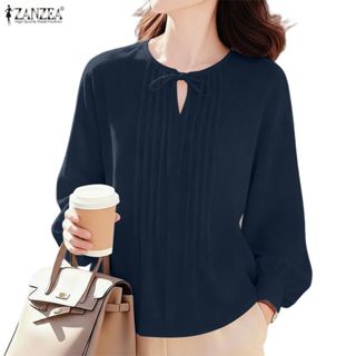 ZANZEA กระโปรงติดโบタンยุโรปแบบผูกไทน์ พลิ้วๆ สไตล์เกาหลีสำหรั…