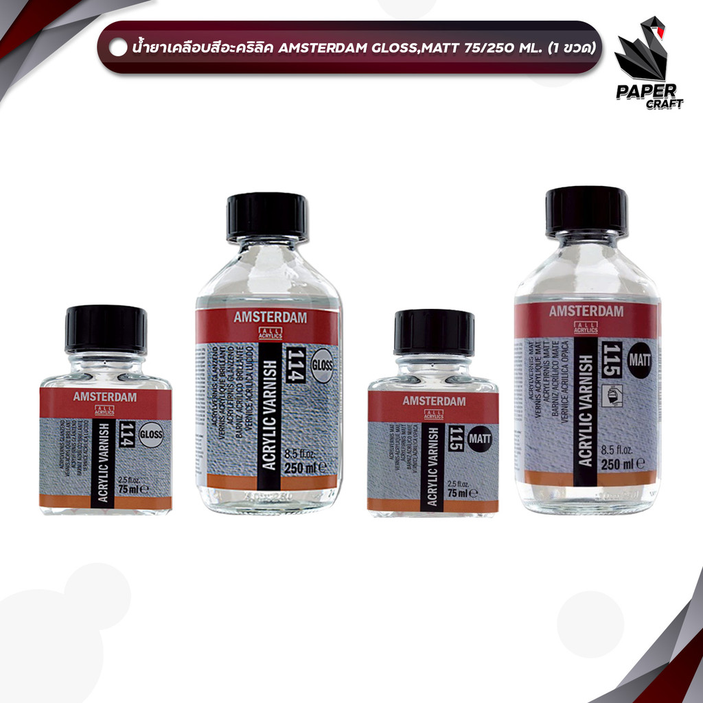 Amsterdam Acrylic Varnish น้ำยาเคลือบสีอะคริลิค น้ำยาเคลือบสี เคลือบเงา Gloss ,Matt  ปริมาณ 75 ,250 