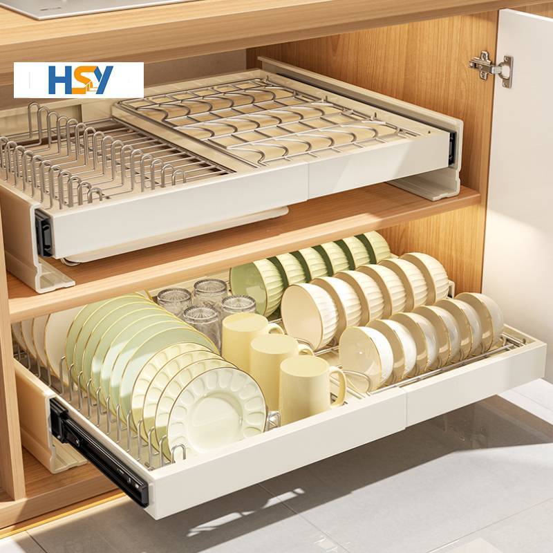 HSY Organizer Drawer 38-61 ซม. ปรับความกว้างได้ด้วย Nanotape ใน 3s น้ําหนัก 30 กก. (สแตนเลส + เหล็กคาร์บอน)