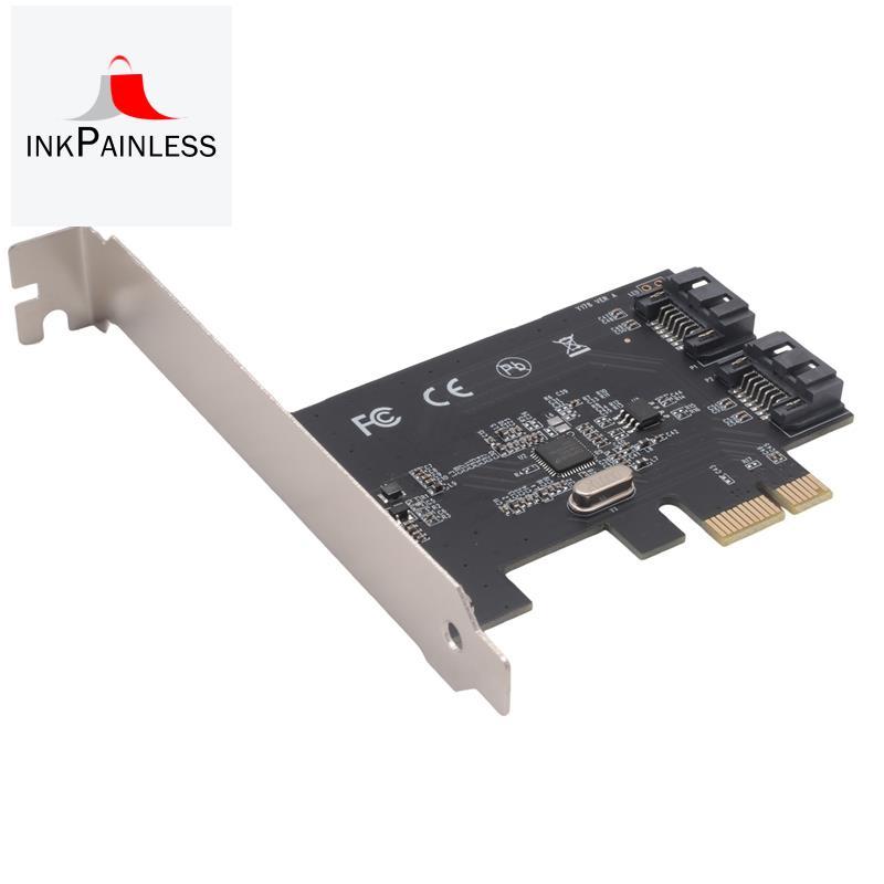 การ์ดขยาย PCI-E ถึง SATA3.0 6Gbps 2-Port อะแดปเตอร์ขยายบอร์ด ASM1061 ชิปสําหรับ Win11/10/7