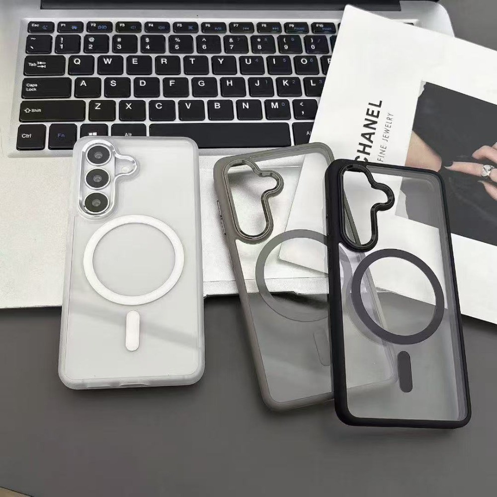 รุ่นใหม่ Golden Shield Magnetic ClipCase เหมาะสําหรับ Samsung Galaxy S26 S25 S24 Ultra S24 S25 Plus FE สี่มุม Anti-drop Shell อะคริลิคโปร่งใสปกหลัง