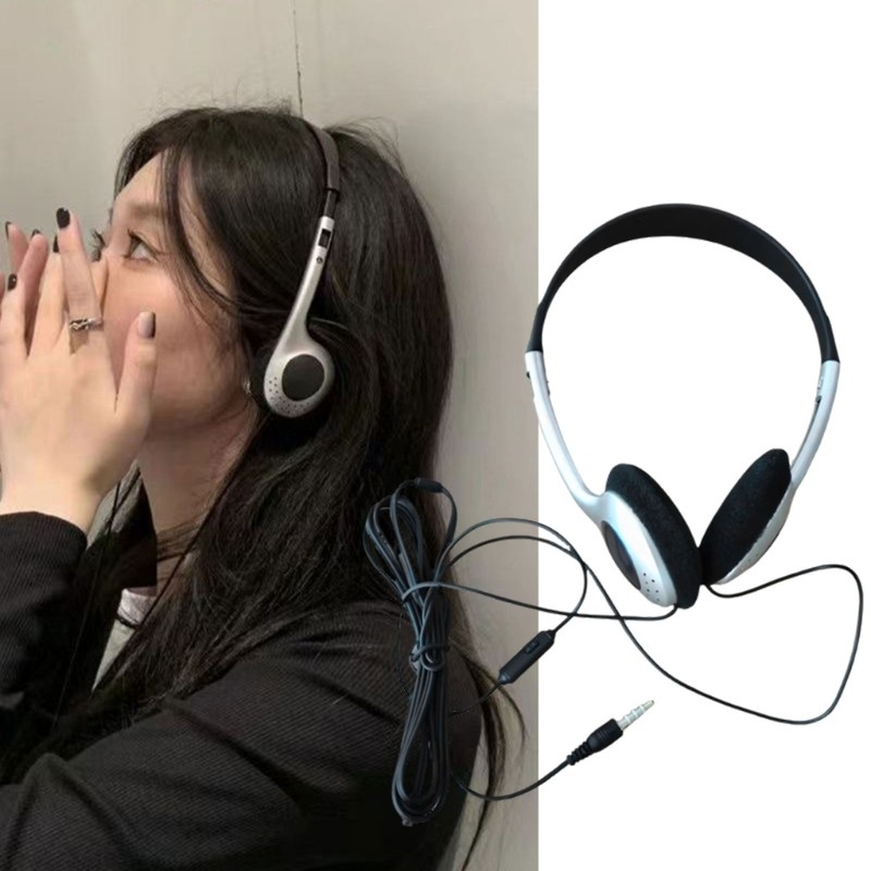 TREA หูฟัง Retro Wind ชุดหูฟังสีฟ้าสีดําแฟชั่นชุดหูฟัง Over Ear Earbud