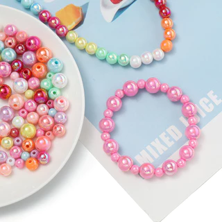 ลูกปัดอะคริลิค กลม สี AB 6/8/10มม.ลูกปัดสีมุก แวววาว สำหรับทำกำไล สร้อยคอ DIY อุปกรณ์งานฝีมือ พร้อมส่ง
