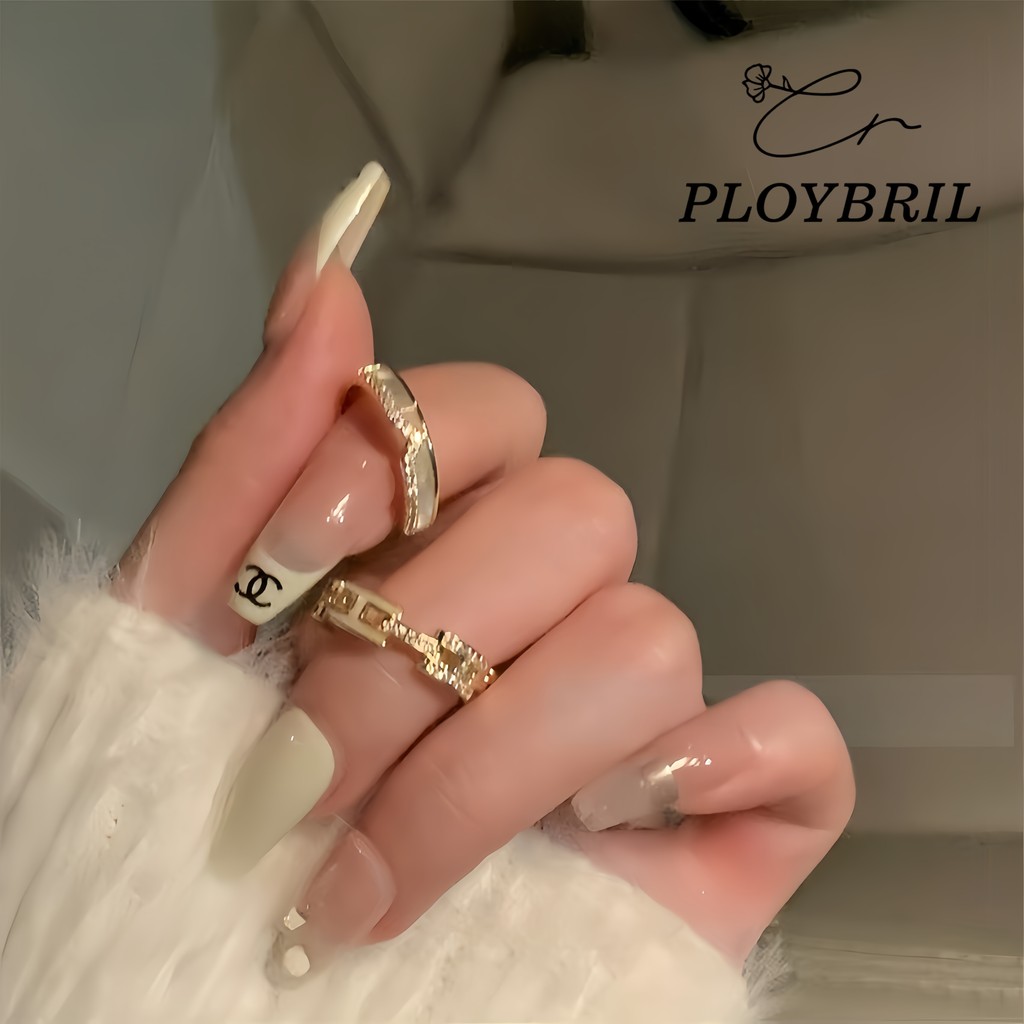 PLOYBRIL ชุดแหวนแฟชั่น รูปตัวอักษร H สีทอง สไตล์เกาหลี สําหรับนักเรียน ผู้หญิง ของขวัญวันเกิด J014