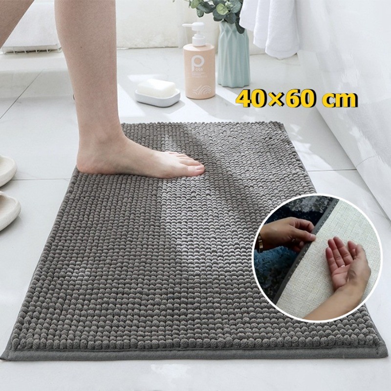 พรมเช็ดเท้าห้องน้ำ chenille 40x60cm ซับน้ำดีมาก มีกันลื่น เลือกได้หลายสี