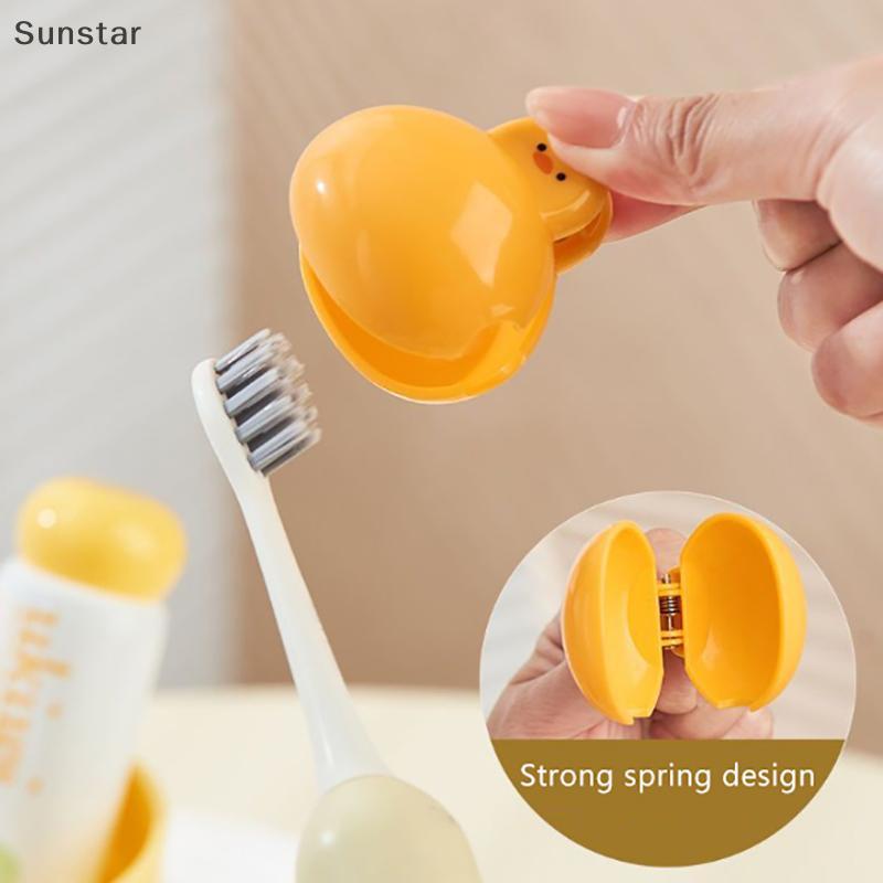 Sunstar แบบพกพาหัวแปรงสีฟันกันฝุ่นแปรงสีฟันป้องกันหมวกแบบพกพาคลิปพลาสติกสําหรับการเดินทางในครัวเรือน