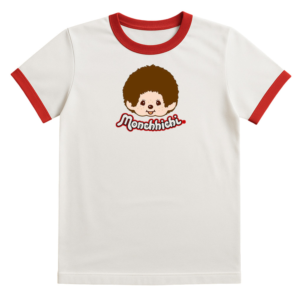 Monchhichi 25 Ringer Tee เสื้อยืดกุ๊นแขน/ Ringer tee 90-150cm เสื้อยืดคอตตอน