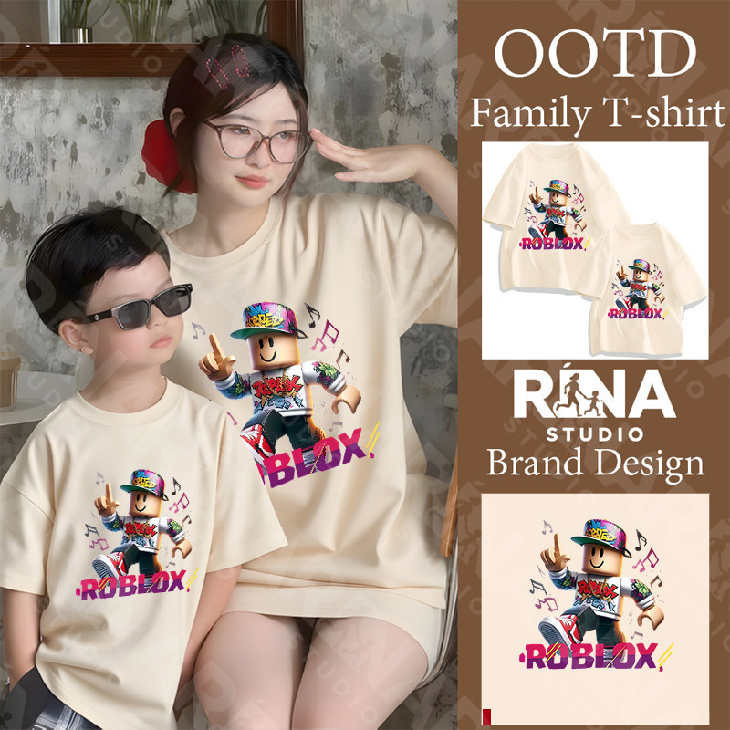🔥พร้อมส่ง&COD🔥RINA STUDIO🔥 ชุดครอบครัว ROBLOX เสื้อยืดคอกลมแขนสั้น 100%ผ้าฝ้าย สไตล์คาสทูอัล A130#8