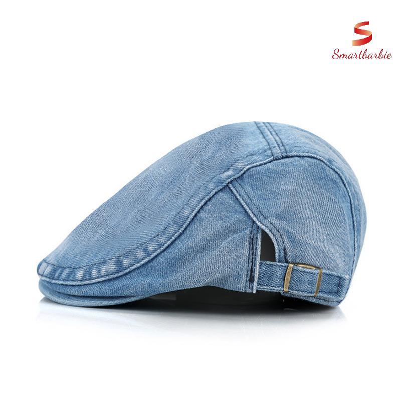 {Smartbarbie} New Fashion Personality Versatile Simple Denim Outdoor Short Eaves Beret ใหม่