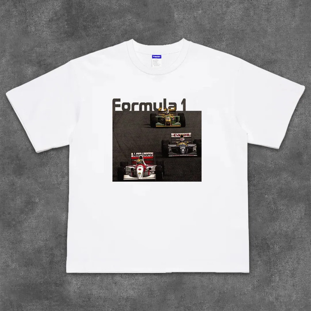 F1 racing illustration short-sleeved shirt, crew neck, Verstappen, Leclerc, F1 team custom T-shirt