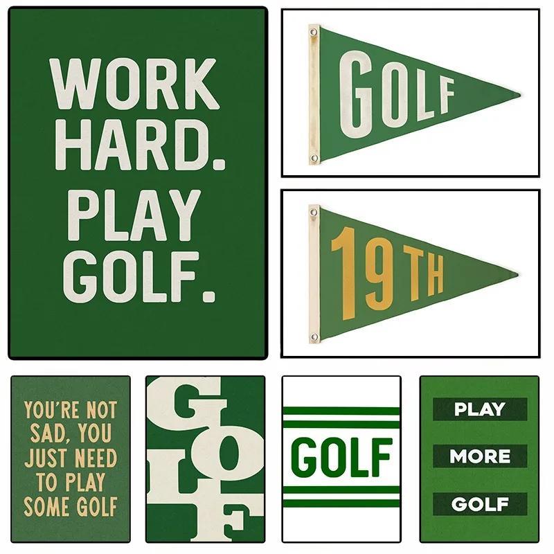 Vintage Golf Flag Wall Art Minimalist Golf Quote ผ้าใบพิมพ์ของขวัญตลกสําหรับคนรักกอล์ฟ Man Cave Deco