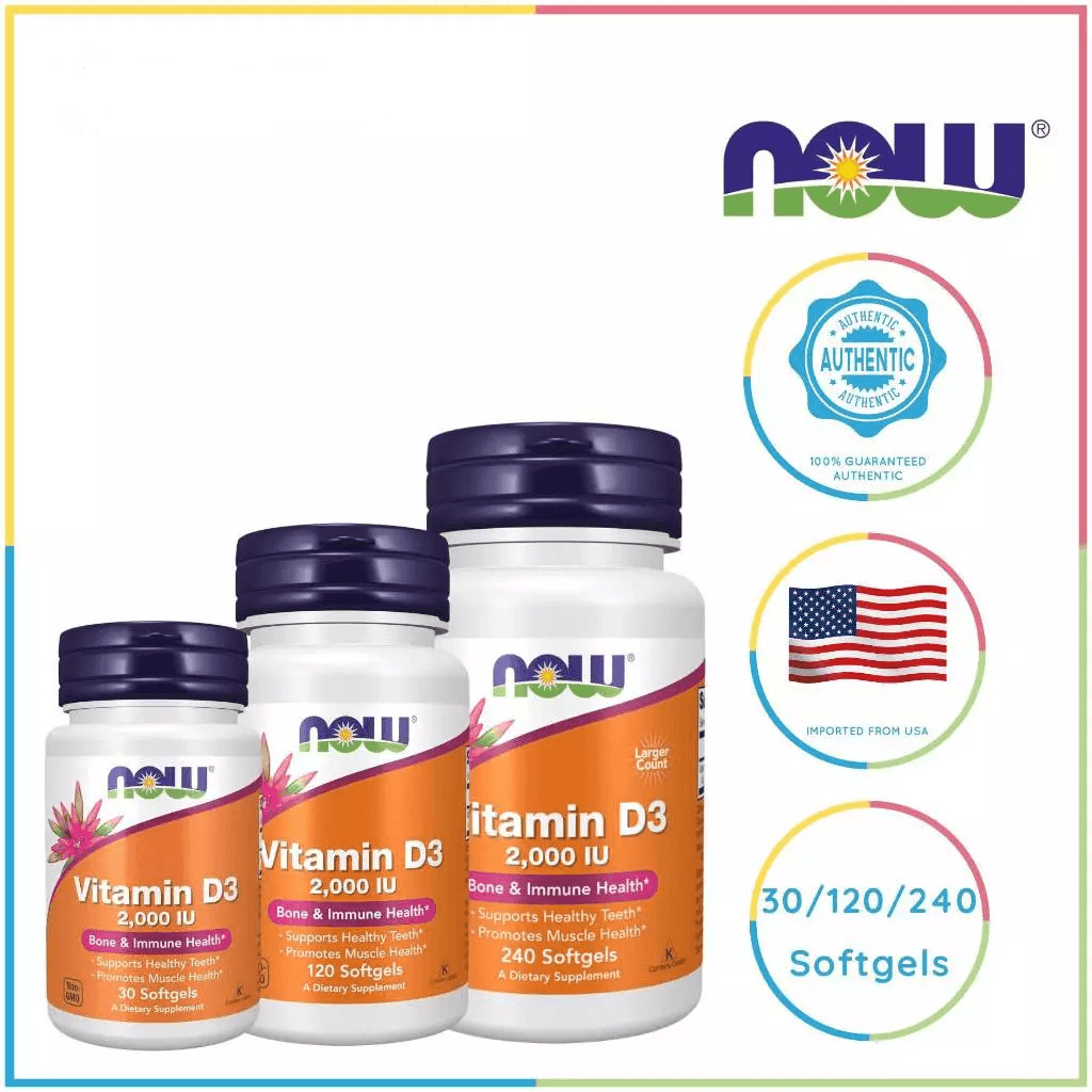 วันหมดอายุ: 2028/1 NOW Foods Vitamin D3 ความเข้มข้นสูง 2000 IU บรรจุ 240/120 ซอฟต์เจล