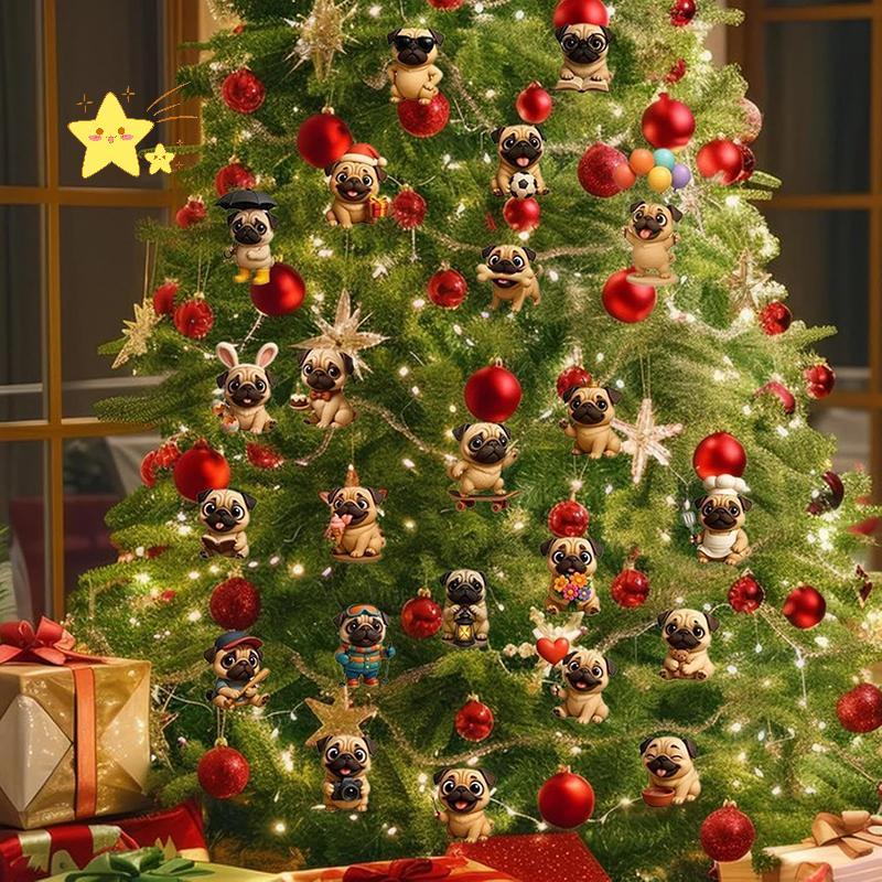 [JBTH] Pug Advent Calendar 2025, 24 Days Christmas Advent Calendar With Cute Pug Dog Hanging Jewelry