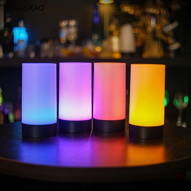 OXXGGKAO โคมไฟตั้งโต๊ะ LED กระบอกไฟกลางคืน LED Powered Bar โคมไฟตั้งโต๊ะ
