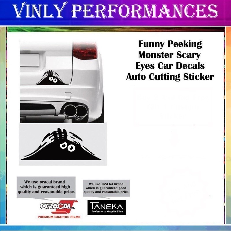 ตลก Peeking Monster ตาน่ากลัว สติ๊กเกอร์ติดรถยนต์ Auto Cutting Stickerอะไหล่รถยนต์ ตกแต่งรถ
