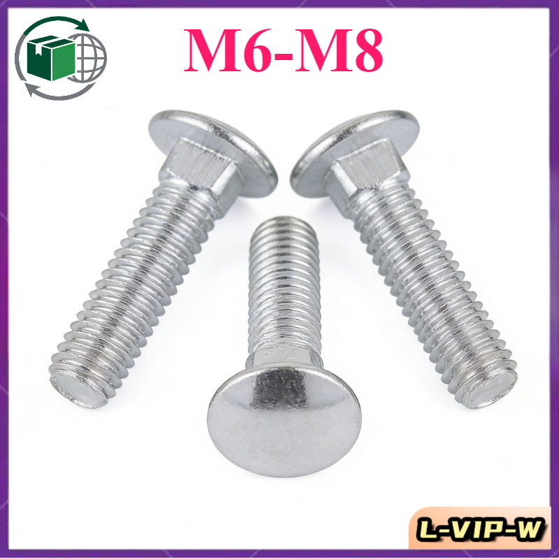 สกรู น็อต หัวกลม คอเหลี่ยม  เกลียวมิล หยาบ  ชุบสังกะสี  Cup Head Square Neck Bolt  M6-M8 (L-VIP-W-1)