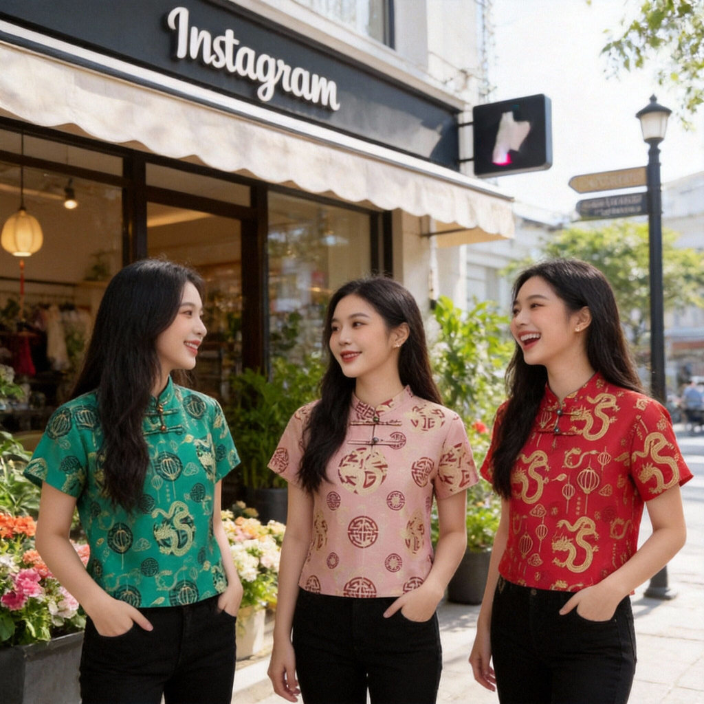 เสื้อกี่เพ้าผู้หญิง เนื้อผ้านุ่มลื่นใส่สบายระบายอากาศดี