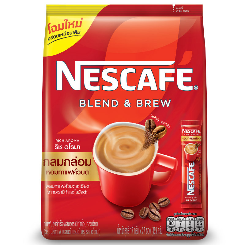 เนสกาแฟเบลนด์แอนด์บรูริชอโรมากาแฟปรุงสำเร็จชนิดผง 17กรัม แพค 27ซอง Nescafe B&B RichAroma 17gX27 [8850127004397]