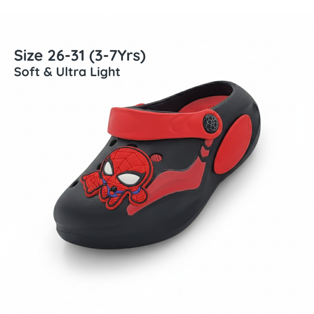 3-7Yrs Spiderman Kids Clogs รองเท้าแตะเด็กชายขนาด 26-31 Kasut Budak Lelaki Selipar Marvel รองเท้าการ