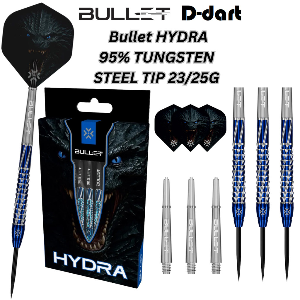 BULLET STEEL TIP DARTS - 23G/25G Bullet Hydra 95%TUNGSTEN STEEL DART SET