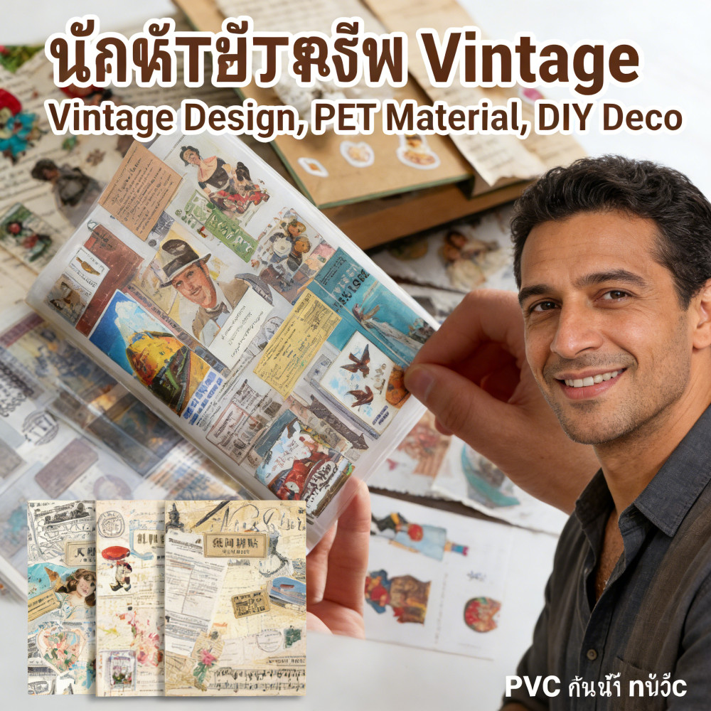 สติกเกอร์หนังสือ Deco หนังสือ JunkJournal สไตล์ Vintage อุปกรณ์ DIYScrapbooking หนังสือ Ins อุปกรณ์ PET 20sheepts