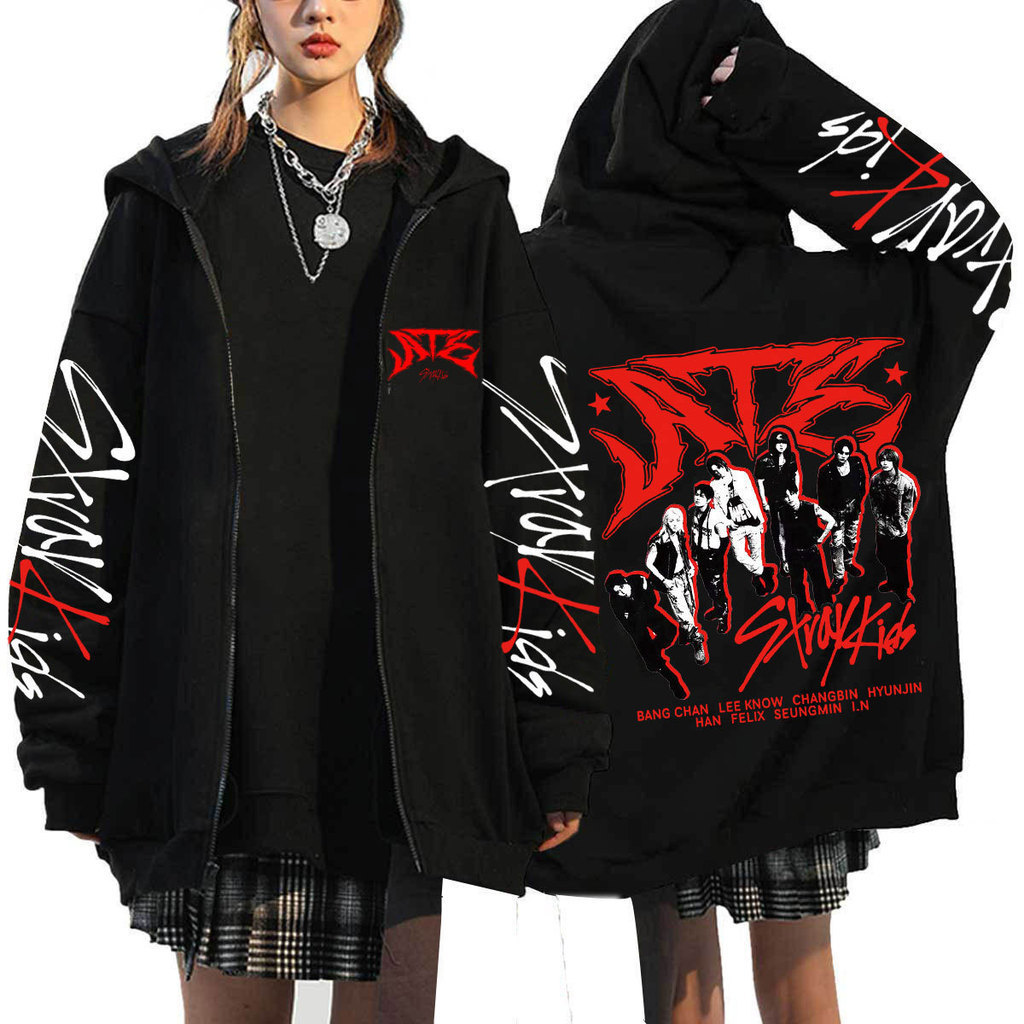 Porta F169 เสื้อสเวตเตอร์มีซิปมีฮู้ดสําหรับผู้ใหญ่ - Stray Kids Themed M-3XL
