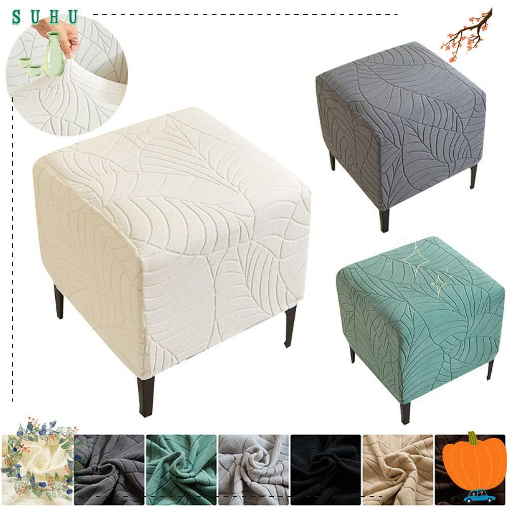 SUHU Ottoman Cover, Stretch Jacquard Footrest Cover, Square Anti-slip Wear-resistant Chair Cover for