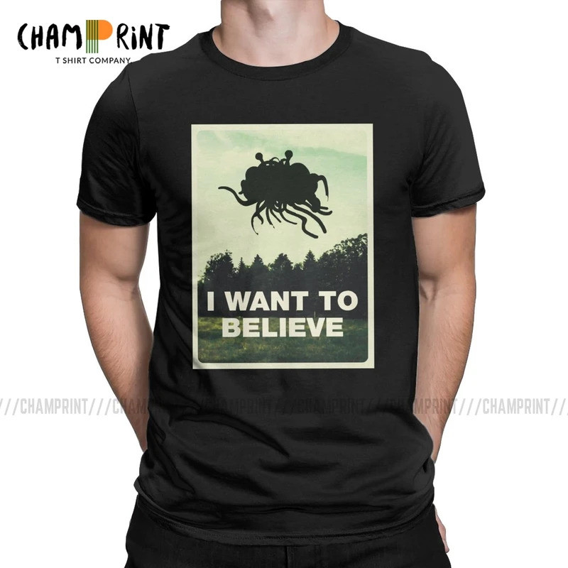 เสื้อยืดลาย Flying Spaghetti Monsterism สำหรับผู้ชาย เสื้อยืดลาย Pastafarianism ศาสนา Fsm โบสถ์ เสื้อยืดลายแปลกใหม่ เสื้