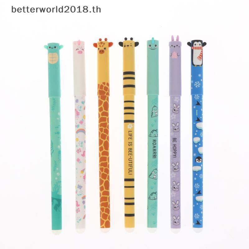[bet] 7 ชิ้นปากกา Bee กระต่ายยีราฟ 0.5 มิลลิเมตรสีปากกา Core Neutral ปากกาการ์ตูนสัตว์ Erasable เจลส
