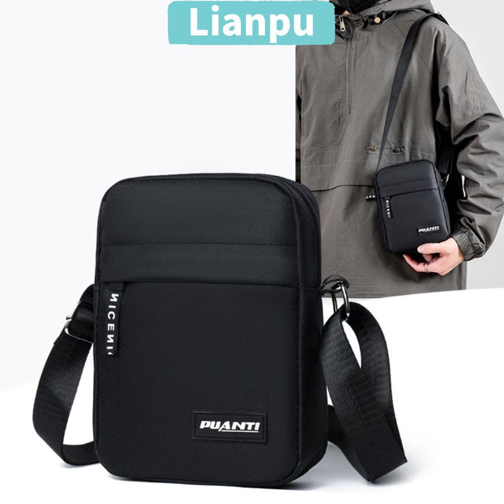 LIANPU กระเป๋าสะพายข้าง,สีดําสีเทาสีฟ้าธุรกิจกระเป๋าสะพายไหล่แบบพกพาลําลองและแฟชั่นไนลอนผู้ชายกระเป๋ามือ