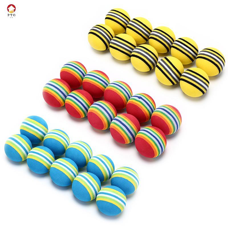 ลูกกอล์ฟโฟม Rainbow Stripe สำหรับฝึกซ้อมสวิง แพคเกจ 10 ชิ้น