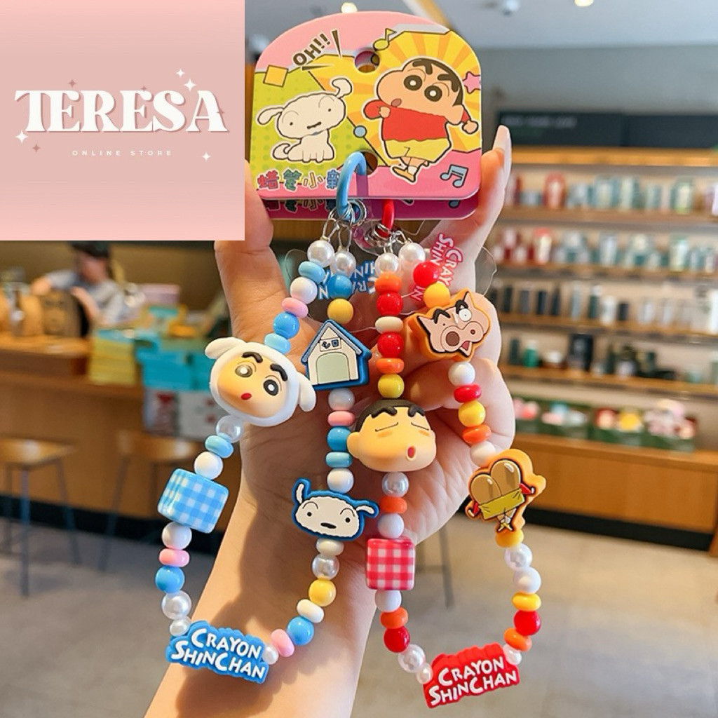 TERESAA253 Crayon Shin-chan White Headgear พวงกุญแจโซ่ลูกปัดโทรศัพท์มือถือ |   พวงกุญแจลูกปัดชินจังดั้งเดิม |   จี้โซ่หูฟัง Crayon Shin-chan Shiro