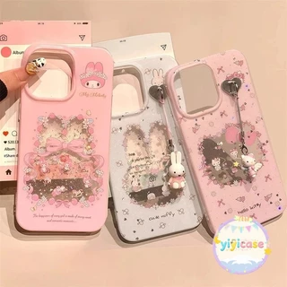 🔥YIYI🔥กระต่ายลูกแมวน่ารักสีชมพูโบว์โบว์ดอกไม้เคส IPhone 16 11 14 13 15 12ProMax 7Plus 8 14 7 15 Plus X XS Max XR SE2020