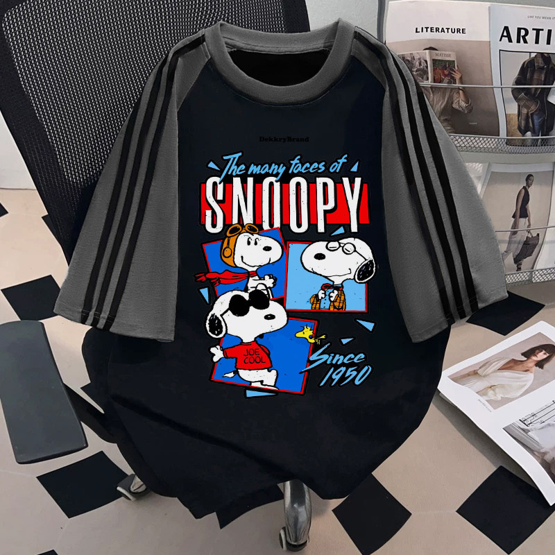 【จัดส่งตลอด 24 ชั่วโมง】NFV เสื้อยืดแขนสั้นคอกลม สไตล์เกาหลี ลายพิมพ์การ์ตูน Snoopy ทรงหลวม ระบายอากาศ ผ้าฝ้าย YG4806 ราคา ถูกที่สุด ดีลบีเคเค แกลเลอรีภาพที่ 8