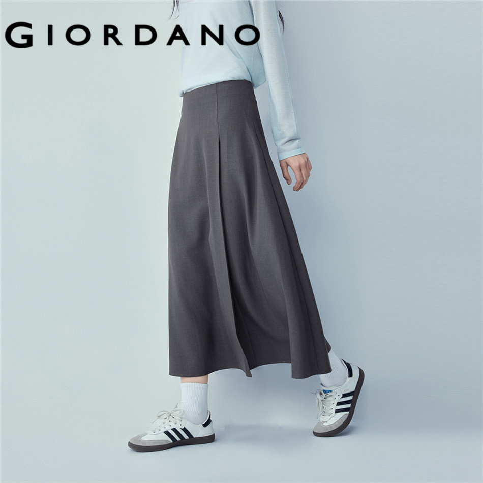 GIORDANO WOMEN Front-side pleat a-line midi skirt 13466313