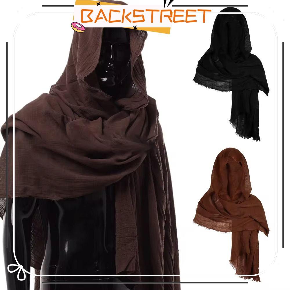 BACKSTREET Wrap Cloak, Lightweight Mens Medieval Pirate Retro Hood, Black/Brown Vintage Pirate Scarf