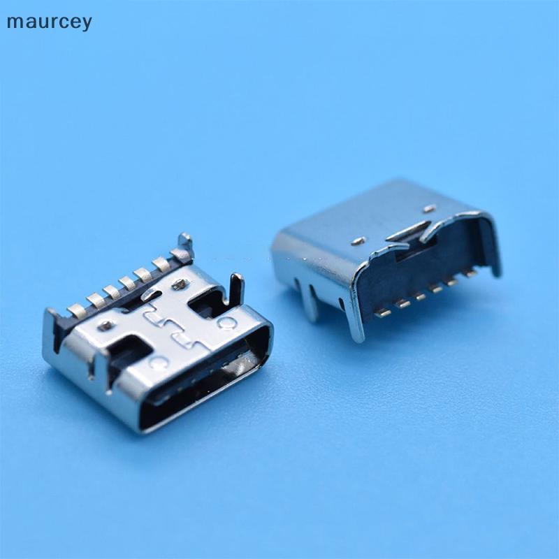 MAU 10 ชิ้น/ล็อตประเภท C 6 Pin SMT Soet Connector USB 3.1 Type-C หญิงตําแหน่ง SMD CEY