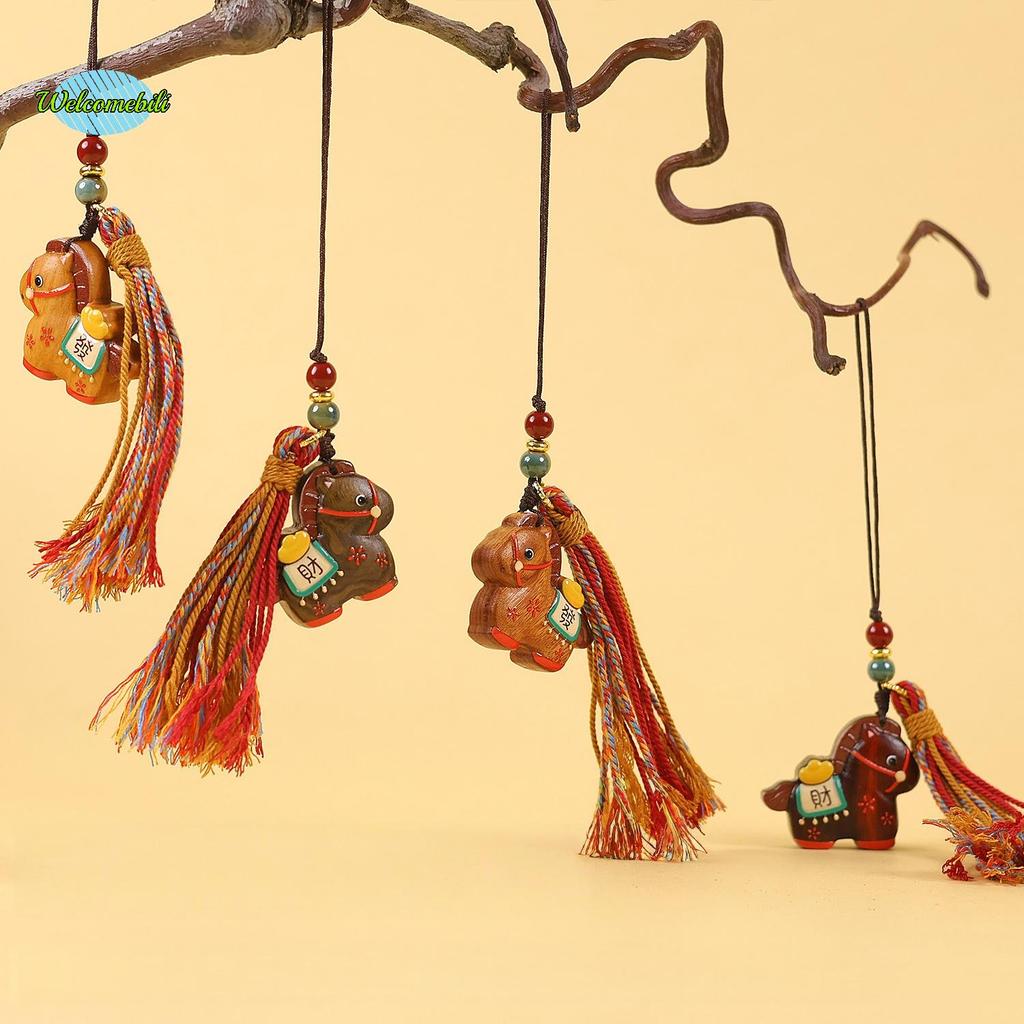 [WLB-t] มาสคอตไม้พวงกุญแจม้าการ์ตูน Pony สายคล้องโทรศัพท์จี้ Bapa แขวนตกแต่งของขวัญปีใหม่ใหม่